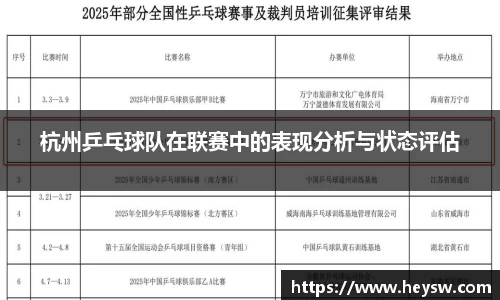 杭州乒乓球队在联赛中的表现分析与状态评估